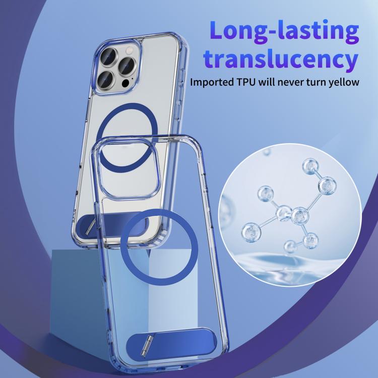 For iPhone 16 Pro Max Clear PC Hybrid TPU MagSafe Phone Case with Holder