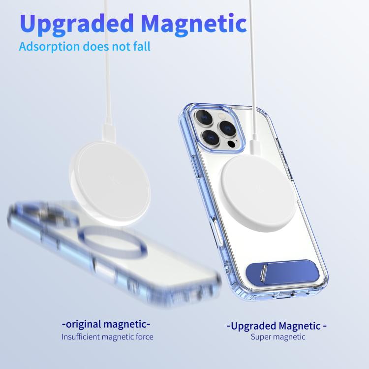 For iPhone 16 Clear PC Hybrid TPU MagSafe Phone Case with Holder