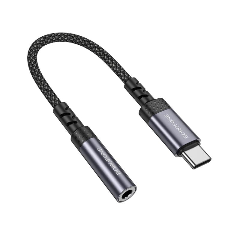 Borofone BV24 15cm Graceful Type-C to 3.5mm Digital Audio Converter Cable - Metal Grey