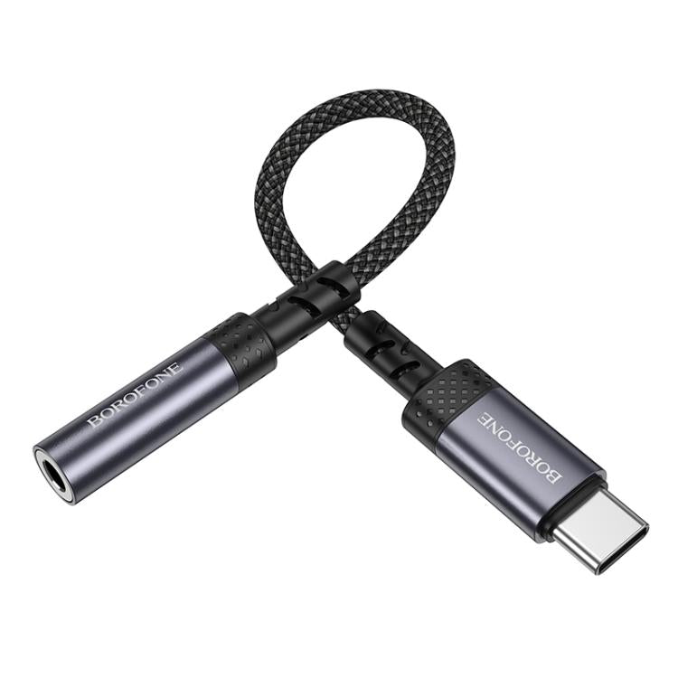 Borofone BV24 15cm Graceful Type-C to 3.5mm Digital Audio Converter Cable - Metal Grey