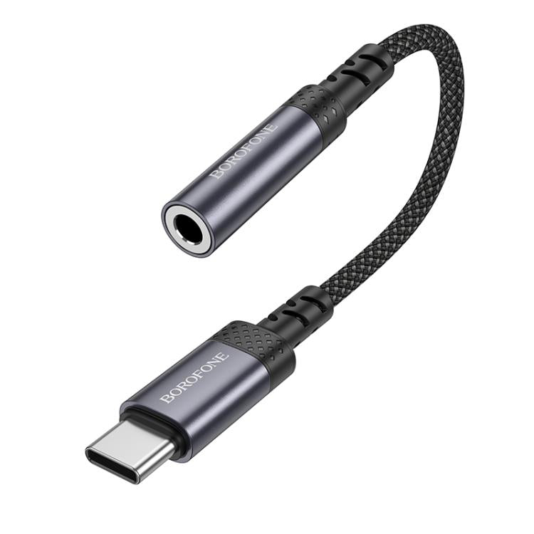 Borofone BV24 15cm Graceful Type-C to 3.5mm Digital Audio Converter Cable - Metal Grey