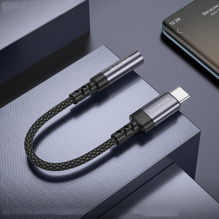 Borofone BV24 15cm Graceful Type-C to 3.5mm Digital Audio Converter Cable - Metal Grey