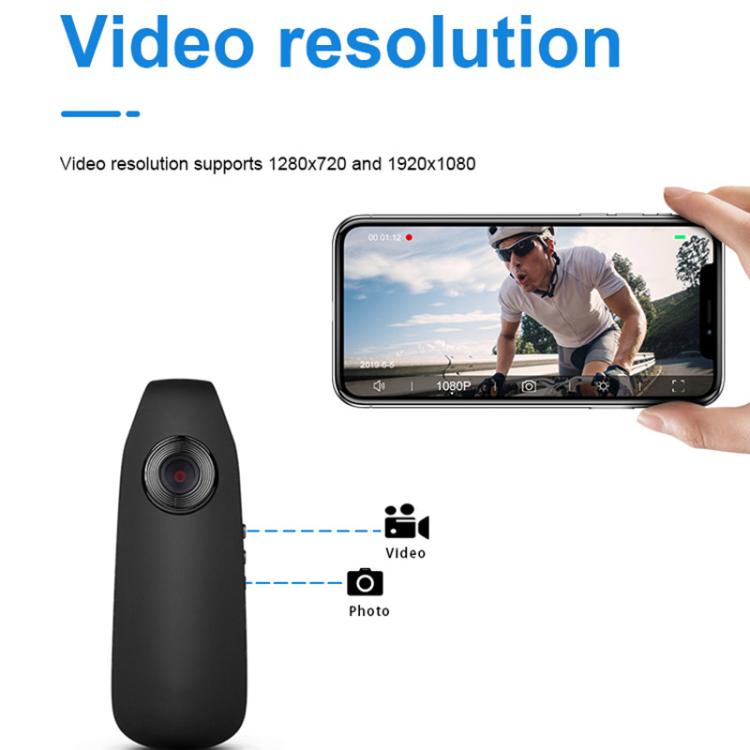 007 1080P HD Video Recorder with Back Clip - Black