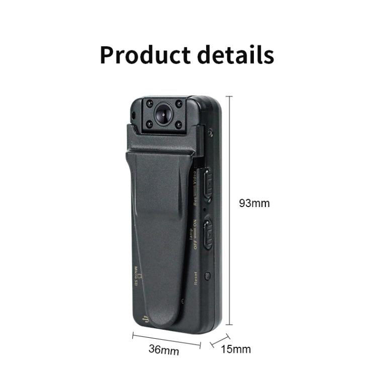 Z7 1080P HD Night Vision Magnetic Video Recorder with Back Clip - Black