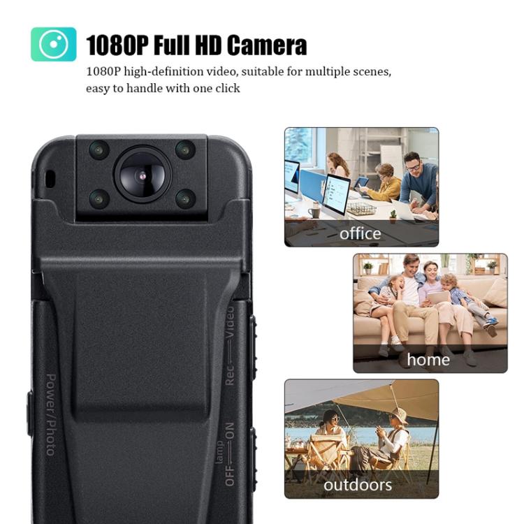 Z7 1080P HD Night Vision Magnetic Video Recorder with Back Clip - Black