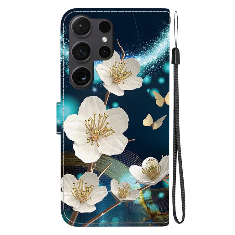 For Samsung Galaxy S22 Ultra 5G Crystal Texture Colored Drawing Leather Phone Case