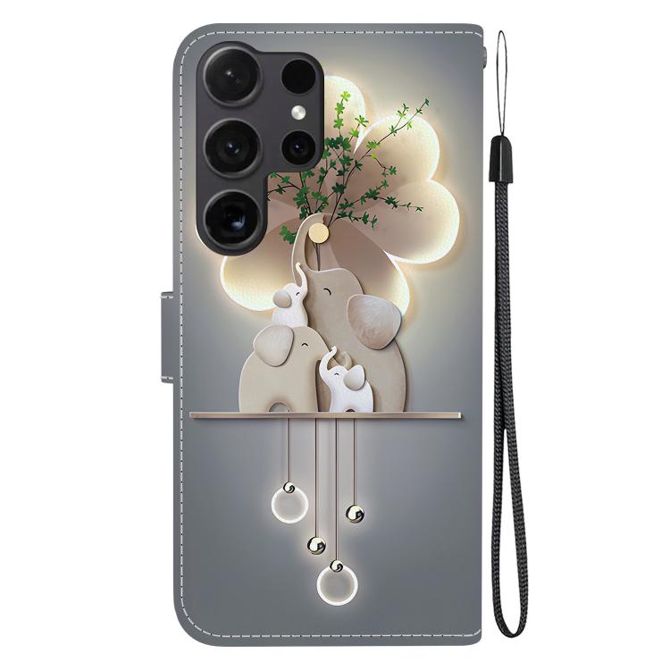 For Samsung Galaxy S22 Ultra 5G Crystal Texture Colored Drawing Leather Phone Case