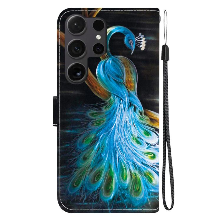 For Samsung Galaxy S22 Ultra 5G Crystal Texture Colored Drawing Leather Phone Case