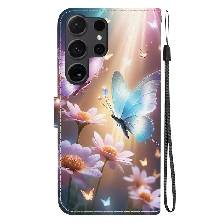 For Samsung Galaxy S22 Ultra 5G Crystal Texture Colored Drawing Leather Phone Case