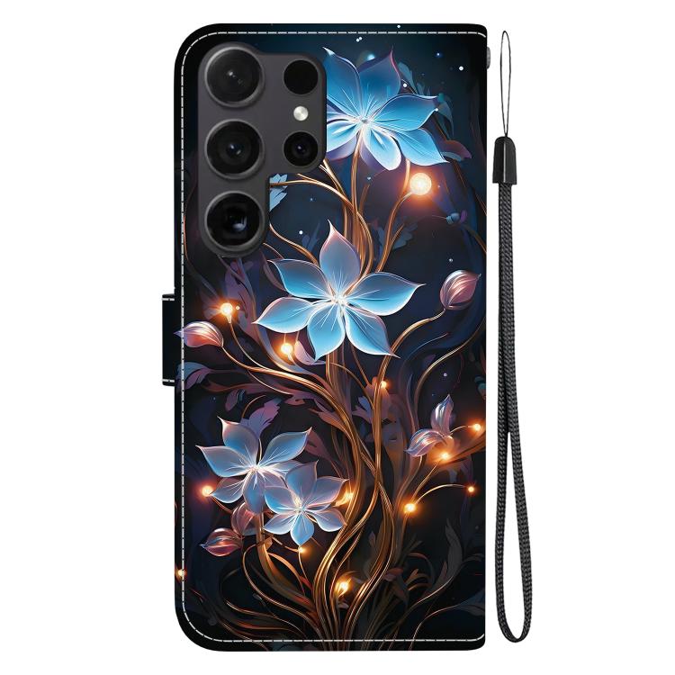 For Samsung Galaxy S22 Ultra 5G Crystal Texture Colored Drawing Leather Phone Case