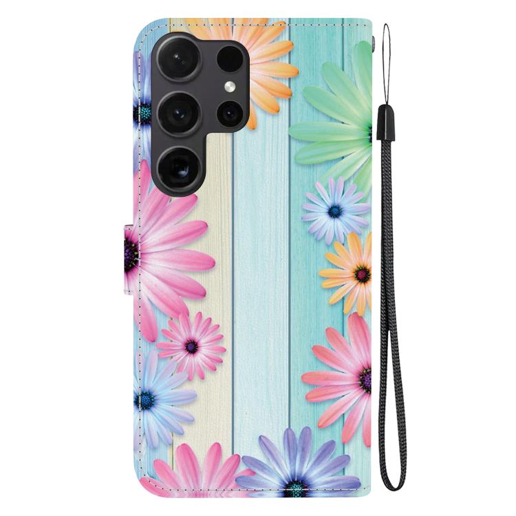 For Samsung Galaxy S22 Ultra 5G Crystal Texture Colored Drawing Leather Phone Case