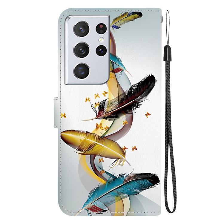 For Samsung Galaxy S21 Ultra 5G Crystal Texture Colored Drawing Leather Phone Case