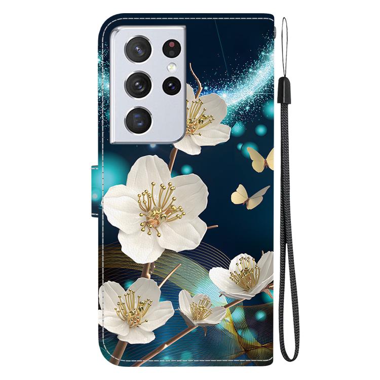 For Samsung Galaxy S21 Ultra 5G Crystal Texture Colored Drawing Leather Phone Case