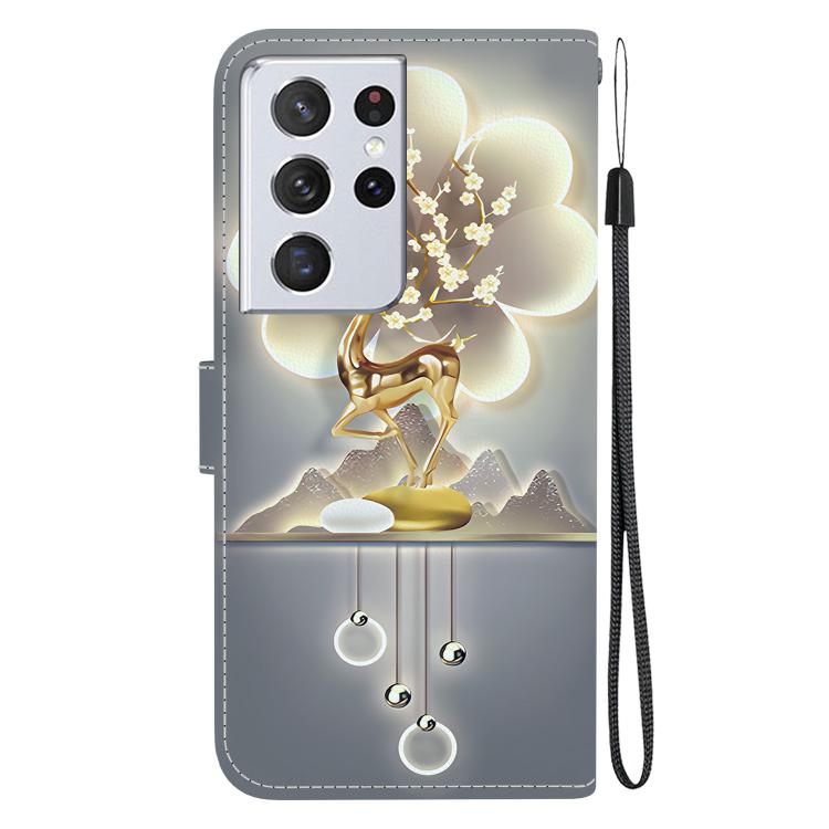For Samsung Galaxy S21 Ultra 5G Crystal Texture Colored Drawing Leather Phone Case