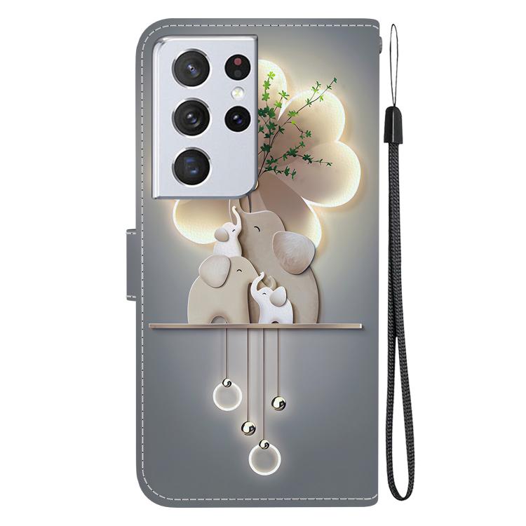 For Samsung Galaxy S21 Ultra 5G Crystal Texture Colored Drawing Leather Phone Case