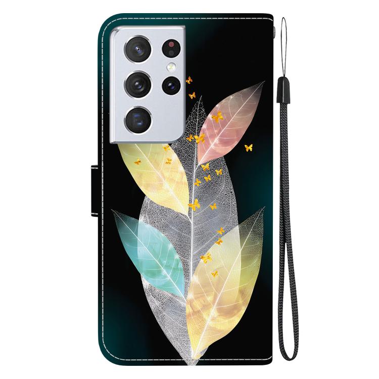 For Samsung Galaxy S21 Ultra 5G Crystal Texture Colored Drawing Leather Phone Case