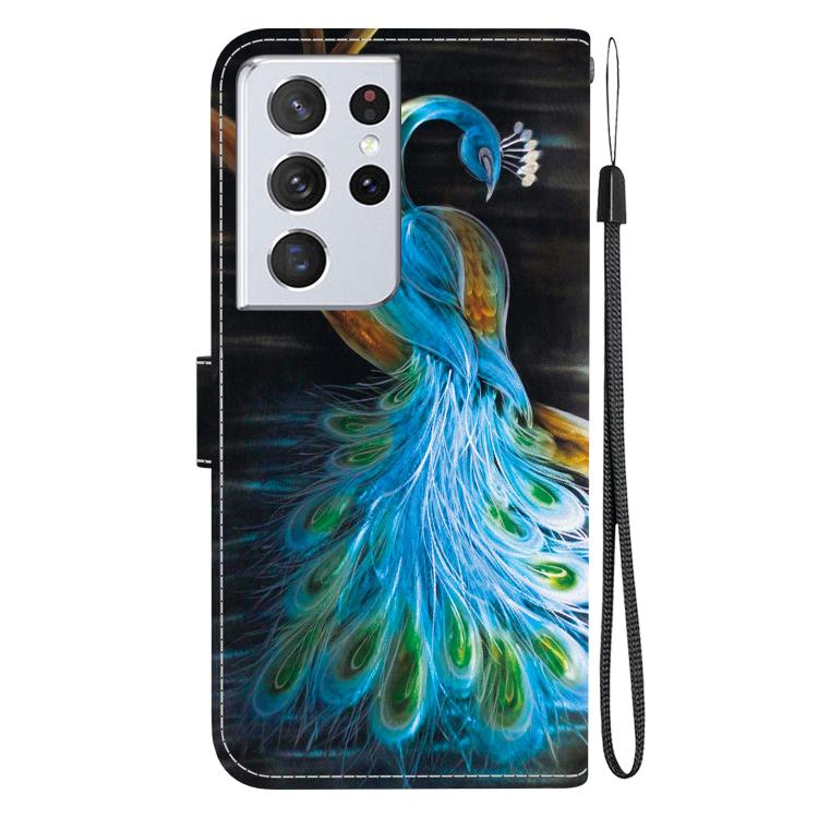 For Samsung Galaxy S21 Ultra 5G Crystal Texture Colored Drawing Leather Phone Case