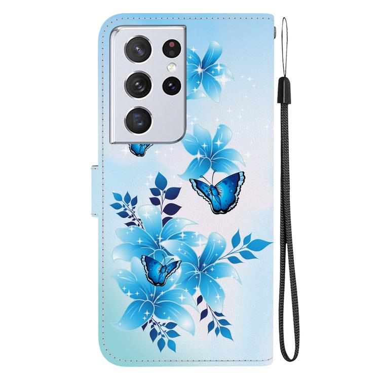 For Samsung Galaxy S21 Ultra 5G Crystal Texture Colored Drawing Leather Phone Case