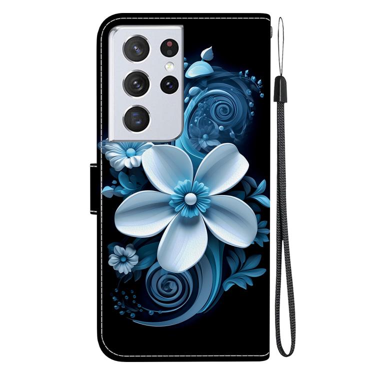 For Samsung Galaxy S21 Ultra 5G Crystal Texture Colored Drawing Leather Phone Case