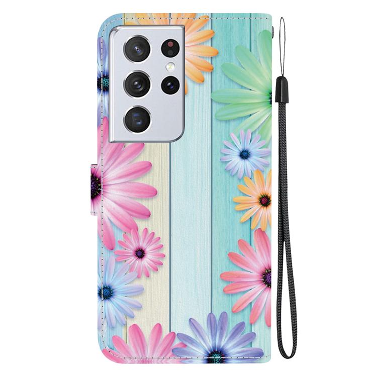 For Samsung Galaxy S21 Ultra 5G Crystal Texture Colored Drawing Leather Phone Case