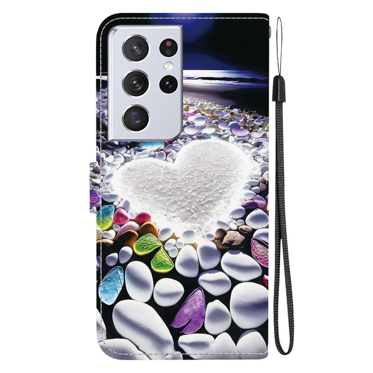 For Samsung Galaxy S21 Ultra 5G Crystal Texture Colored Drawing Leather Phone Case