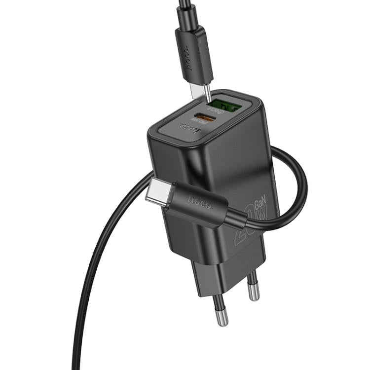 hoco N61 PD20W+QC3.0 Charger Set with 1m Type-C to Type-C Cable, Specification:EU Plug