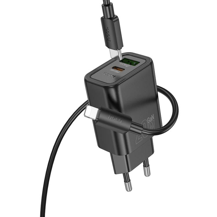 hoco N61 PD20W+QC3.0 Charger Set with 1m Type-C to 8 Pin Cable, Specification:EU Plug
