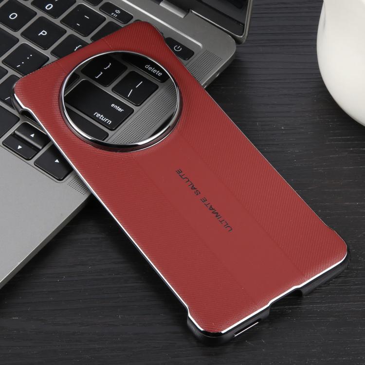 For Huawei Mate 70 Pro / Pro+ Plain Leather Electroplated PC Phone Case