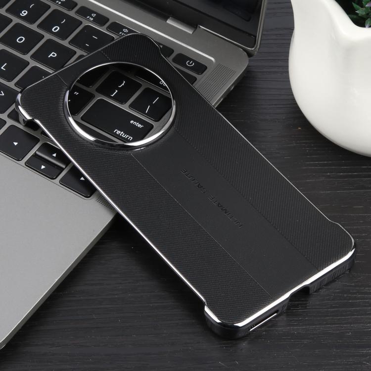 For Huawei Mate 70 Plain Leather Electroplated PC Phone Case