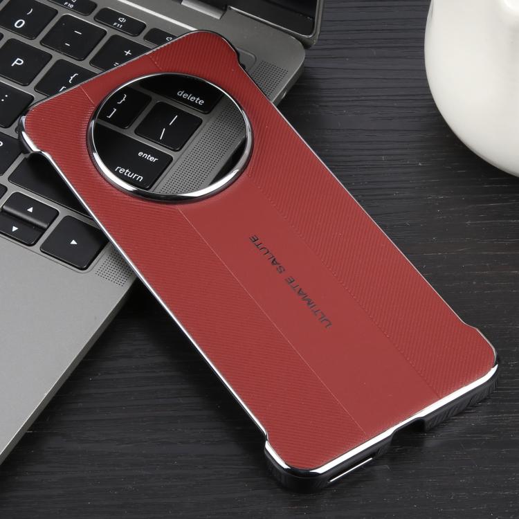 For Huawei Mate 70 Plain Leather Electroplated PC Phone Case