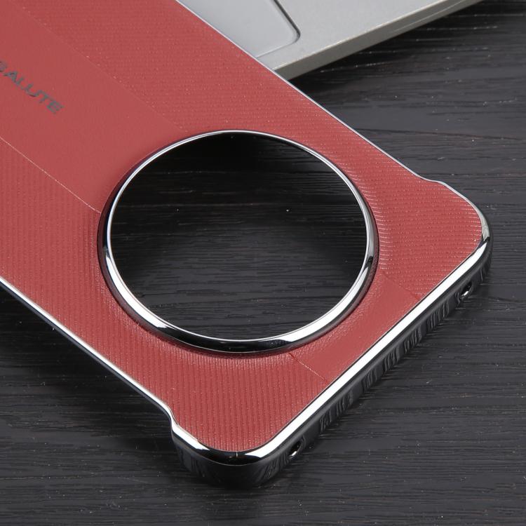 For Huawei Mate 70 Plain Leather Electroplated PC Phone Case