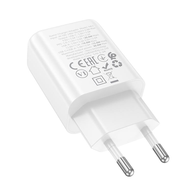 hoco N63 PD30W+QC3.0 Dual Port Charger, Specification:EU Plug
