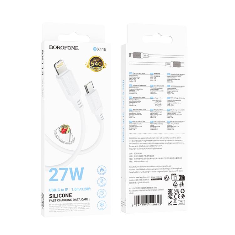 Borofone BX115 Lotto PD27W Type-C to 8 Pin Fast Charging Cable, Length: 1m