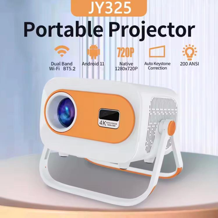 JY325 1280 x 720P 200ANSI Amlogic H713 CPU Android 11.0 Portable Projector, AU Plug - White