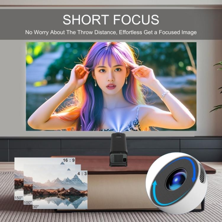 M10 1280 x 720P 200ANSI Amlogic H713 CPU Android 11.0 Smart Projector, AU Plug - White