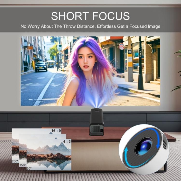 M10 Plus 1280 x 720P 200ANSI Amlogic H713 CPU Android 11 Smart Projector with Bracket, EU Plug - Metal Grey