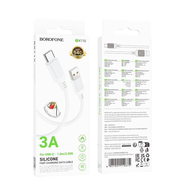 Borofone BX115 Lotto 3A USB to Type-C Charging Cable, Length: 1m