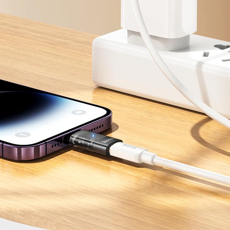 hoco UA36A 8 Pin Male to USB-C / Type-C Female OTG Transparent Adapter