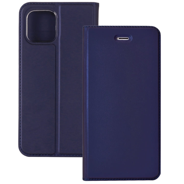 For iPhone 12 mini Ultra-thin Plain Magnetic TPU + PU Leather Case with Holder & Card Slot