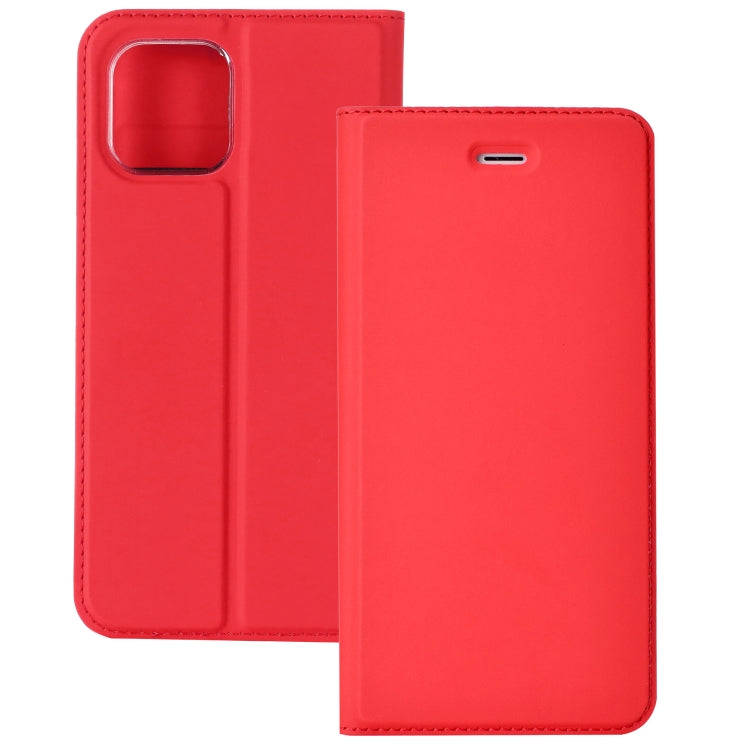 For iPhone 12 mini Ultra-thin Plain Magnetic TPU + PU Leather Case with Holder & Card Slot
