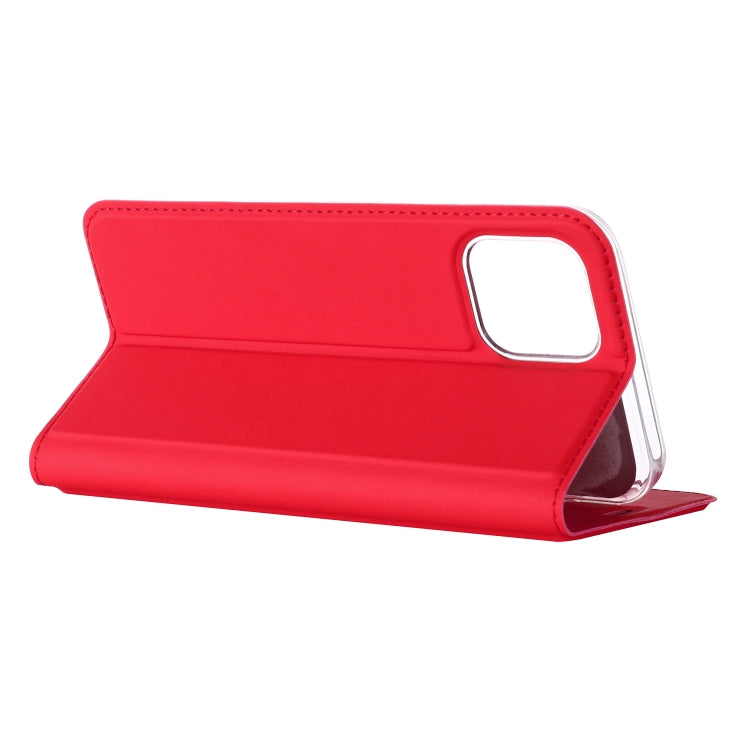 For iPhone 12 mini Ultra-thin Plain Magnetic TPU + PU Leather Case with Holder & Card Slot
