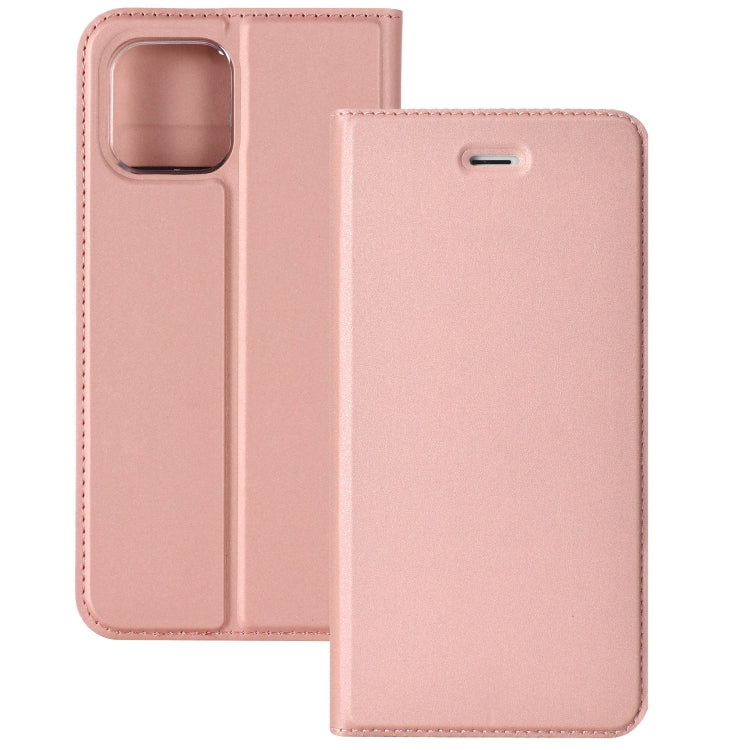 For iPhone 12 mini Ultra-thin Plain Magnetic TPU + PU Leather Case with Holder & Card Slot
