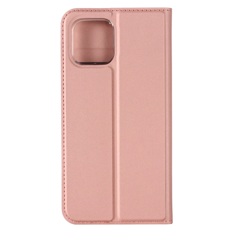 For iPhone 12 mini Ultra-thin Plain Magnetic TPU + PU Leather Case with Holder & Card Slot