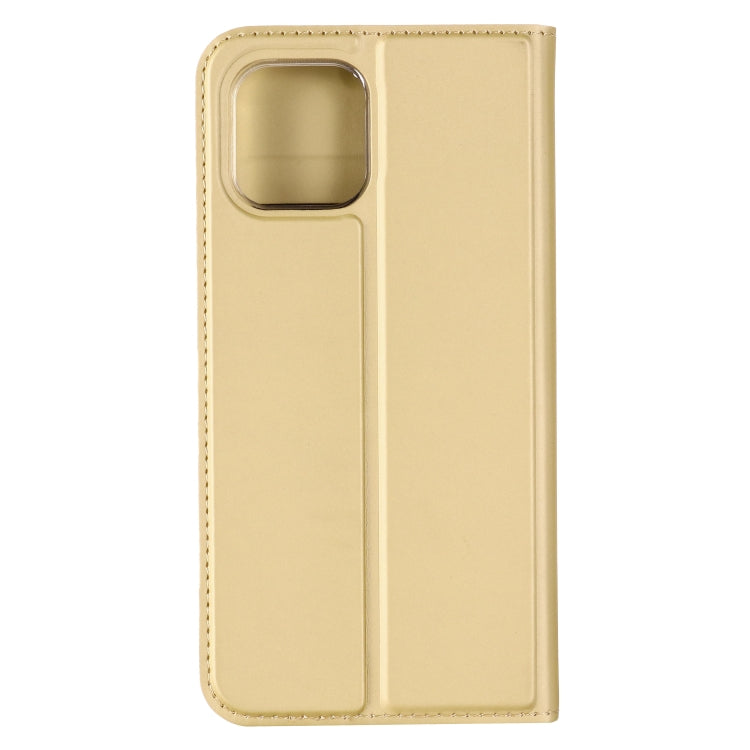 For iPhone 12 Pro Max Ultra-thin Plain Magnetic TPU + PU Leather Case with Holder & Card Slot