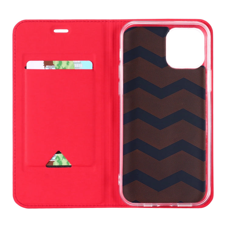 For iPhone 12 Pro Max Ultra-thin Plain Magnetic TPU + PU Leather Case with Holder & Card Slot