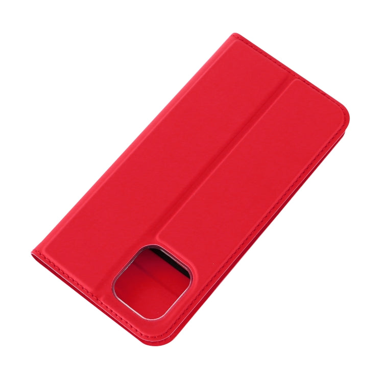 For iPhone 12 Pro Max Ultra-thin Plain Magnetic TPU + PU Leather Case with Holder & Card Slot