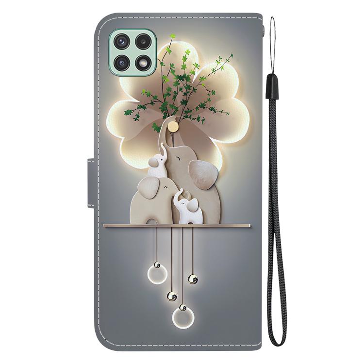 For Samsung Galaxy A22 5G Crystal Texture Colored Drawing Leather Phone Case