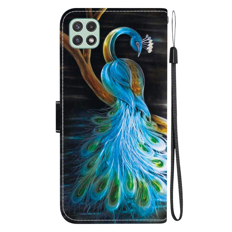 For Samsung Galaxy A22 5G Crystal Texture Colored Drawing Leather Phone Case