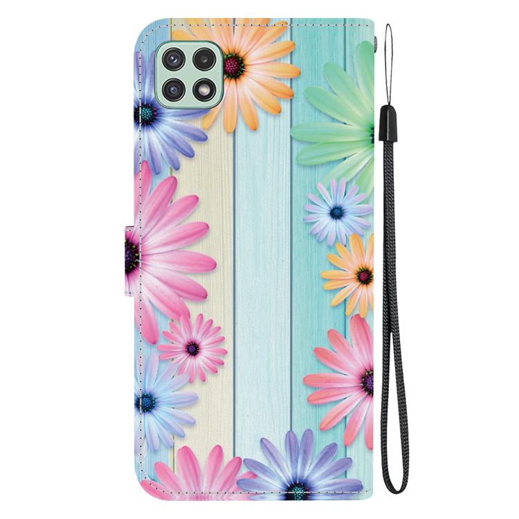 For Samsung Galaxy A22 5G Crystal Texture Colored Drawing Leather Phone Case