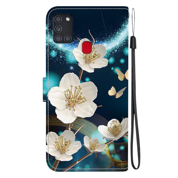 For Samsung Galaxy A21s Crystal Texture Colored Drawing Leather Phone Case